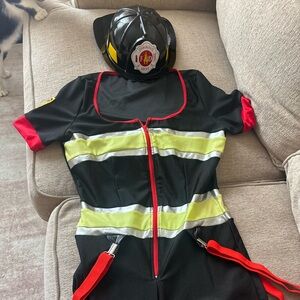 Sexy Firefighter Costume - Black and Red